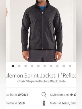 Lululemon Sprint Jacket II *ReflectiveChalk Stripe Reflective Black Slate